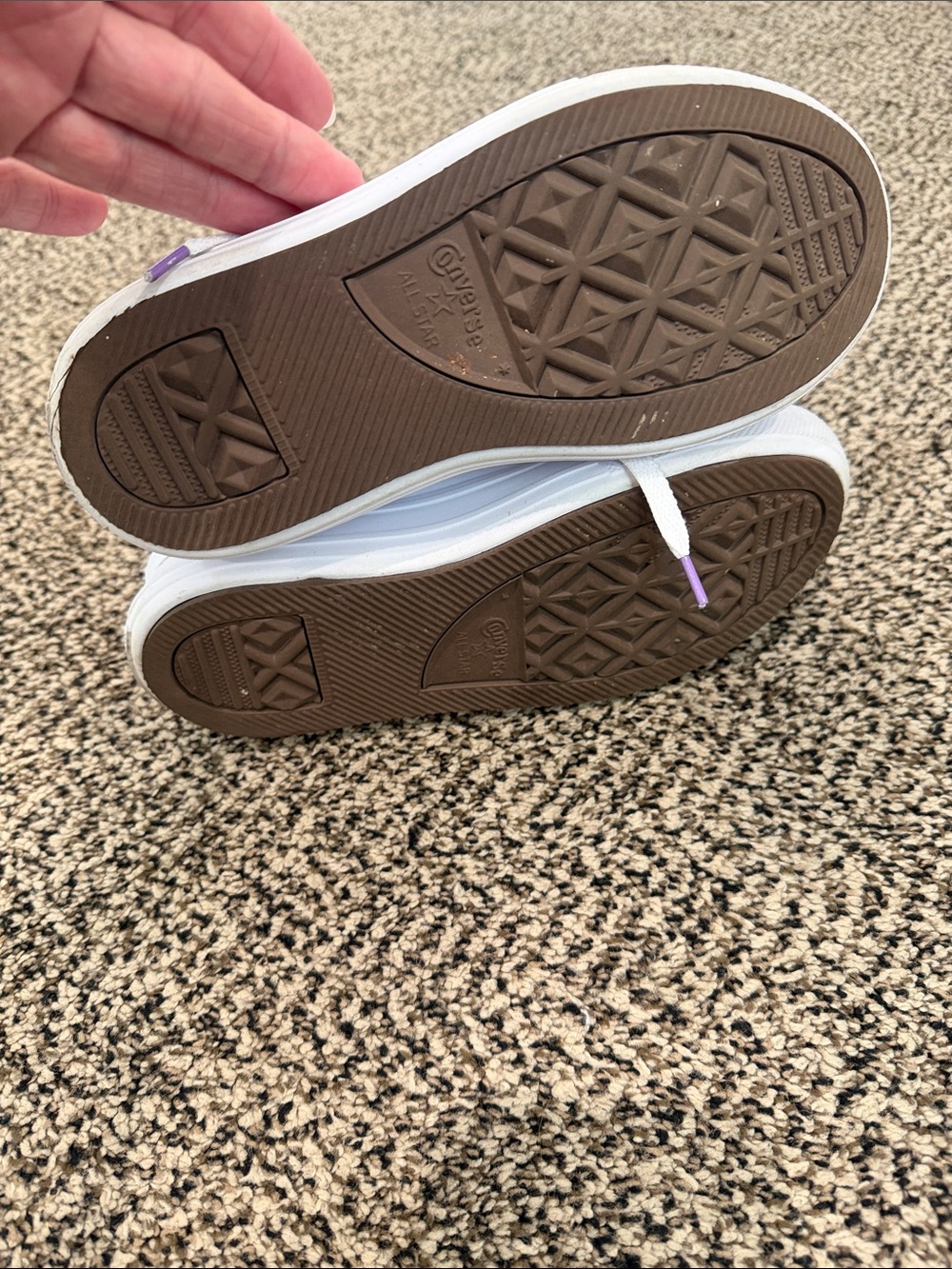 Converse girls White High-Top Sneakers with Purple Pull Tabs - Picture 7 of 9